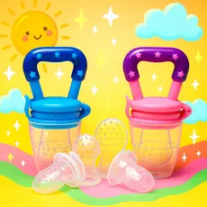 Chupeta Alimentadora Bebê Mordedor em Silicone – Segura e Divertida, Frutas, Papinha, Menino, Menina