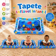 Tapete Infantil Inflável Bebê com Água Estimula o Desenvolvimento Atividades Sensorial Almofada Kids