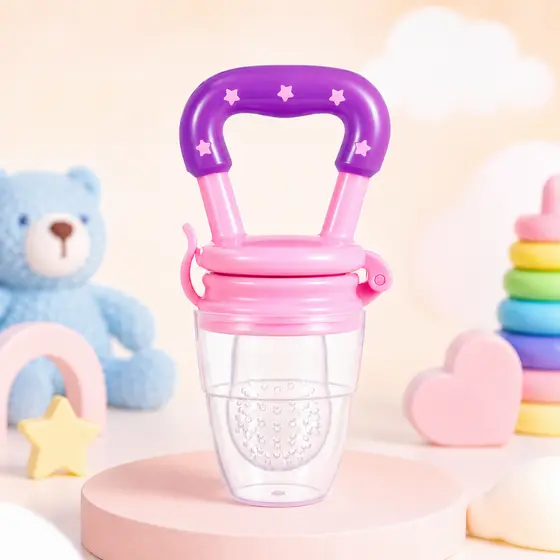 Mordedor Chupeta Alimentadora para Bebê com Silicone Macio Ideal para Frutas e Alimentos Menina Rosa