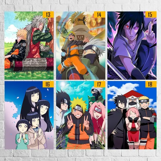 Placa Quadro Decorativo Naruto, Sakura, Sasuke, Hinata Com Fita Dupla Face Inclusa Quarto Sala Decoração Casa