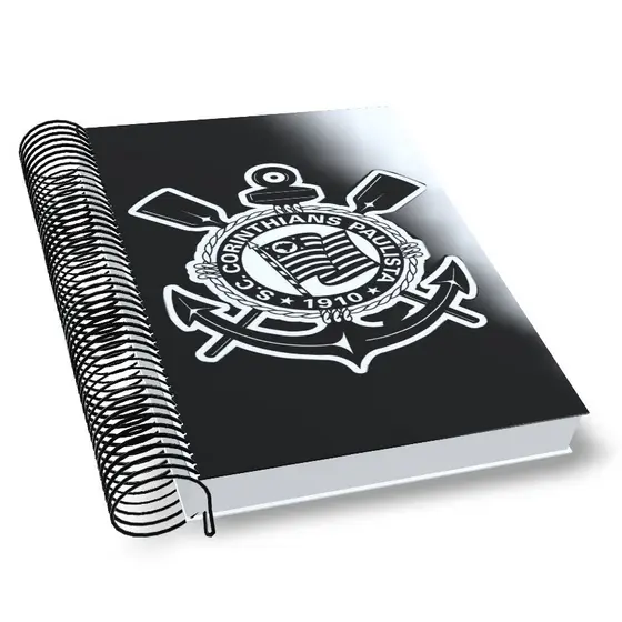 Caderno Capa Adesiva Personalizado Corinthians Timão Futebol | Capa Plastificada | 1 a 20 Matérias | Máterial Escolar
