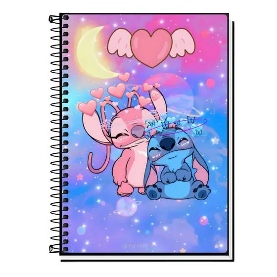 Capa Adesiva Caderno Lilo Stitch Personalizado 1 10 15 e 20 Matérias Espiral Capa Dura Escolar Faculdade Diário Anotação