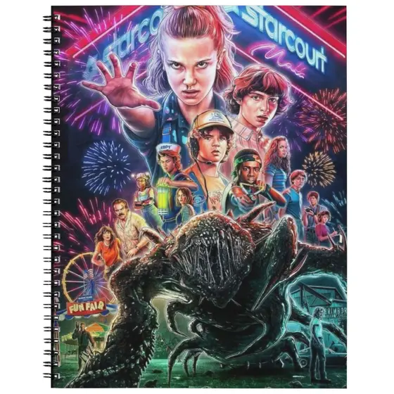 Caderno Capa Adesiva Stranger Things Personalizado | Capa Dura Luxo Escolar E Faculdade | Edição Netflix