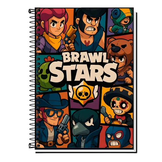 Caderno Capa Adesiva Brawl Stars Edição Gamer Premium | Capa Dura 1 a 20 Matérias - Ideal para Escola e Faculdade