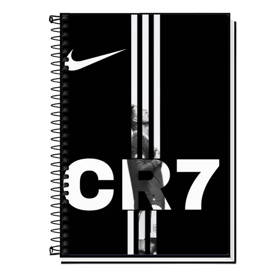 Caderno Capa Adesiva Personalizado CR7 O melhor do mundo | Capas Exclusivas | Capa Dura & Espiral Metálico