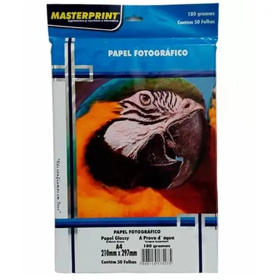 Papel Fotográfico 180g A4 50 folhas Glossy Resistente a Água - Masterprint