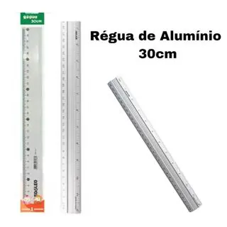 Régua Alumínio 30cm Escolar Escritório Leo &Leo