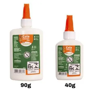Cola Líquida Branca Escolar 40g e 90g com espátula Leo&Leo