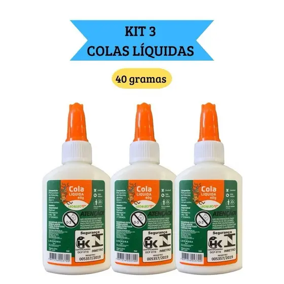 Cola Líquida Branca Escolar 40g com Espátula Escolar Leo&Leo
