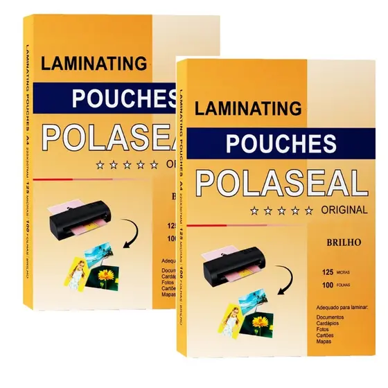 Plastico Polaseal A4 220x307 0.05 Plástico Para Plastificacão 200 Folhas Com Brilho 125 Micras