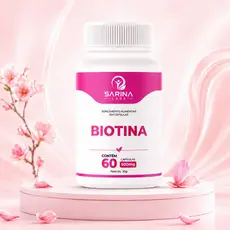 Biotina 60 Cápsulas 500mg Vitamina C Ácido Hialurônico Suplemento Cabelo Pele Unhas Sarina Labs