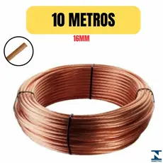 Cabo Cobreado Nu 16mm Para Aterramento 10 Metros Normatizado Alta Qualidade e Condutividade Extra+