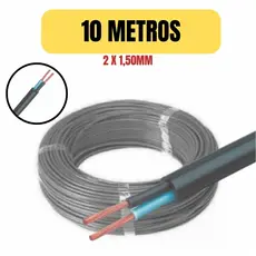 Cabo Plastichumbo 2x1,5mm 10 Metros Cinza Flexível Bipolar Instalação Elétrica