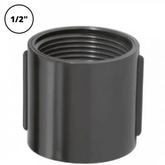 Kit 10 Luvas PVC Rosqueável Antichama 1/2" para Eletroduto Preta Conexão Elétrica