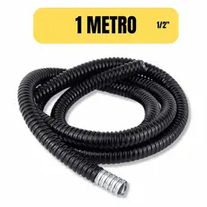 Sealtubo Metálico Flexível Emborrachado 1/2" Preto 1 Metro Proteção de Cabos