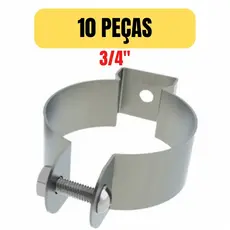 Kit 10 Abraçadeiras Tipo D com Parafuso 3/4" Aço para Eletroduto e Conduíte