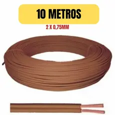 Cabo Cordão Paralelo 2x0,75mm Marrom 10 Metros Cobrecom Flexível Elétrico
