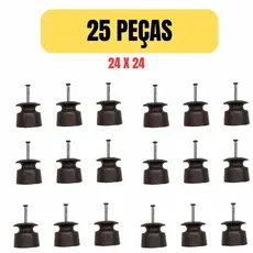 Kit 25 Isoladores Roldana PVC 24x24 com Prego para Cerca Elétrica Rural