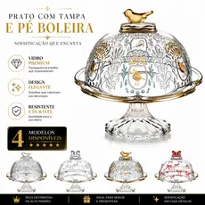 Boleira de Vidro Cristal Pequena Luxo Bolo Doce Queijeira Mesa Posta 20cm