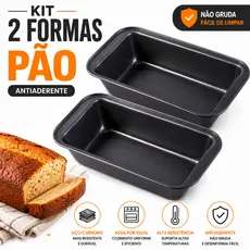 Kit 2 Formas Para Pão E Bolo Inglês 25cm Aço Carbono Antiaderente Assadeira Retangular Não Gruda