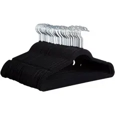 Kit 50 Cabides Veludo Adulto Slim Antiderrapante Preto