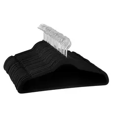 Kit 100 Cabides Veludo Slim Preto Luxo Antideslizante