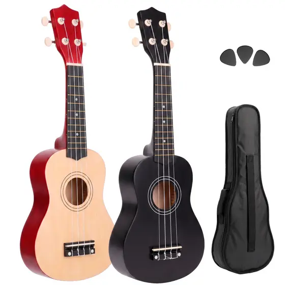Ukulele Soprano 21 Madeira Concert Acústico Instrumento Musical Kit Com Capa 3 Palhetas 4 Cordas Destro Iniciante