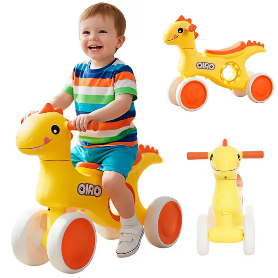 Bicicleta Equilíbrio Sem Pedal Infantil Dino Led Música Bebê