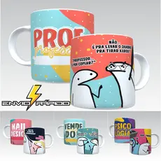 Caneca Personalizada Flork Profissões com a Letra N até Z - Diversos Modelos - Florks - Caneca Porcelana - Frases Divertidas