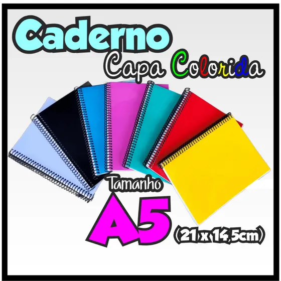 Caderno  Bloco de Anotações No Tamanho A5 (21x14,5 cm) Folhas Brancas Sem Pauta com Capa Colorida