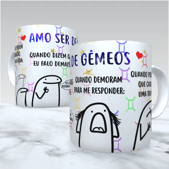 Caneca Flork - Signo de Gêmeos - Envio 24 horas - Porcelana Personalizada Exclusiva