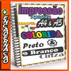 Impressão de Apostila até 100 páginas Frente e Verso A4 ou A5 Color ou Preto e branco e Encadernação