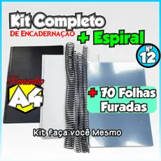 Kit Encadernação Faça Você Mesmo Capa ContraCapa Espiral e Folhas Sulfite A4 furadas SEM IMPRESSÃO