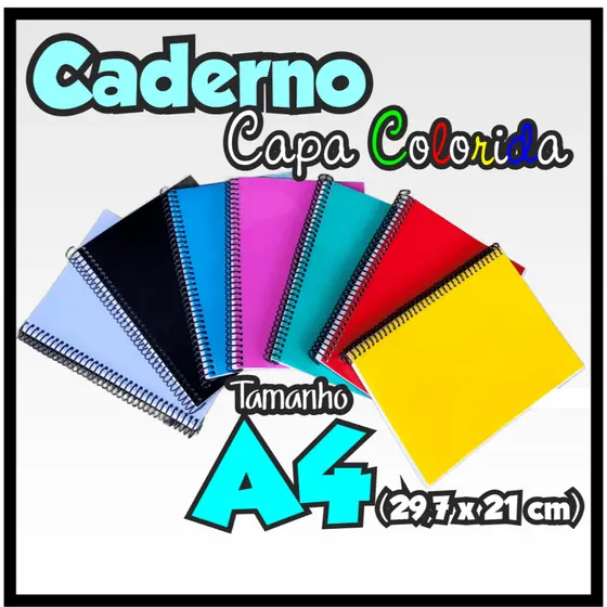 Caderno  Bloco de Anotações No Tamanho A4 (21 x 29,7 cm) Folhas Brancas Sem Pauta com Capa Colorida