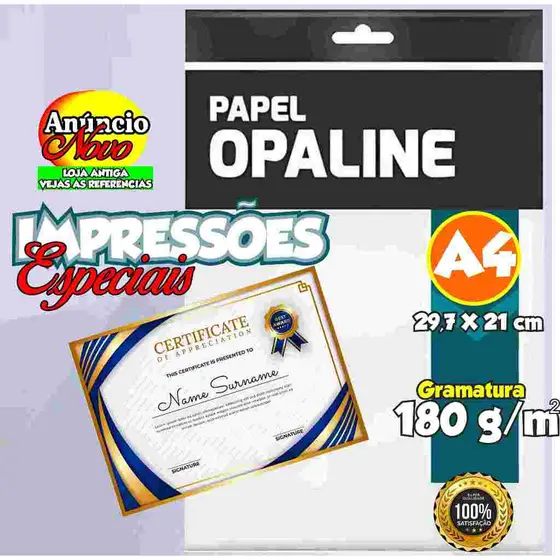 Impressão Colorida de Certificado Diploma Frente e Verso ou Somente Frente em Papel Opaline 180g