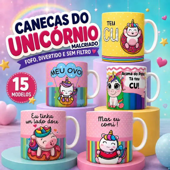 Caneca Personalizada Engraçada Unicórnio Malcriado 325ml Porcelana Presente Criativo Divertido Meme