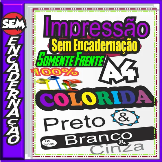 Impressao em A4 de até 90 páginas Impressa SOMENTE FRENTE 1 PÁGINA POR FOLHA SEM ENCADERNAÇÃO