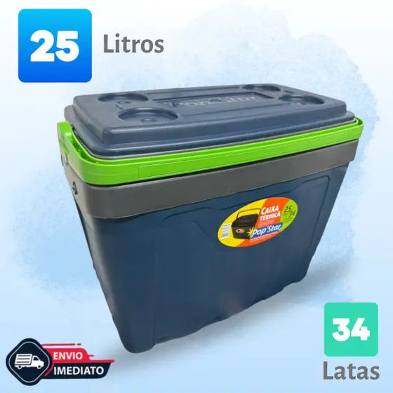 CAIXA TÉRMICA 25 LITROS COOLER POP STAR - 34 LATAS TAMPA COM PORTA COPOS