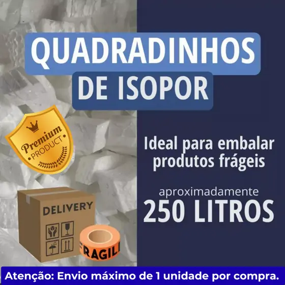QUADRADINHO DE ISOPOR PARA EMABALAGENS 250 LITROS - ENVIO IMEDIATO
