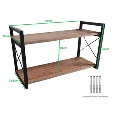 Prateleira Para Cozinha Sala Decoração Industrial 68x40 Estrutura Ferro 2 Prateleira de MDF