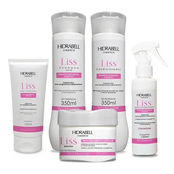 Combo Liss Realinhamento Capilar Pós Química Hidrabell - Mantém a Progressiva por Mais Tempo