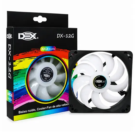 Cooler Fan 120mm 12cm 8 Led Rgb Gabinete Pc Cpu Silencioso Dex