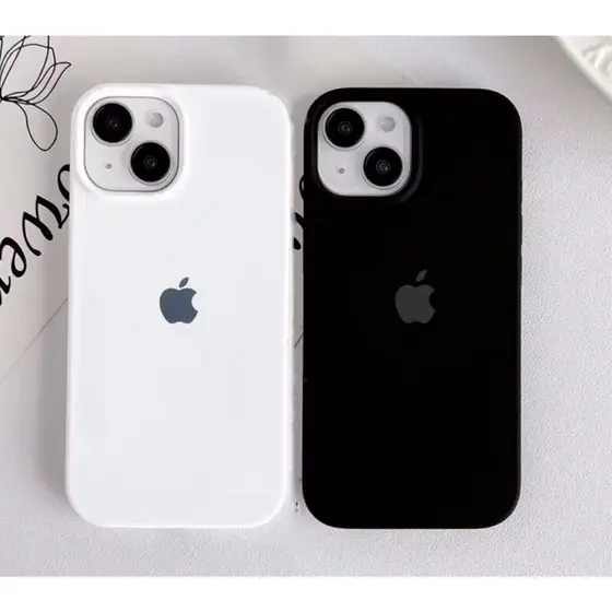 Capinha Silicone Aveludada iPhone Preto Branco 7 8 Plus XR 11 12 13 14 15 16 Pro Max Capa iPhone