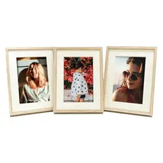 Kit 3 Porta Retratos 10x15 Moldura Dupla Com Paspatur Linho