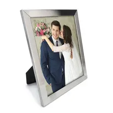 Porta Retrato 10x15 / 15x20 / 20x25 Metal Escovado Prata com Vidro - Diversos Modelos