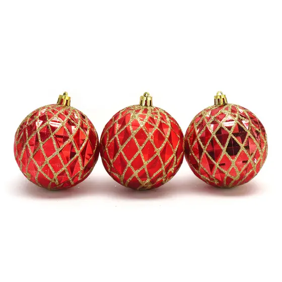 Kit 6 Bolas de Natal Vermelhas Para Árvore Natalina | Diversos Modelos - 7cm e 8cm