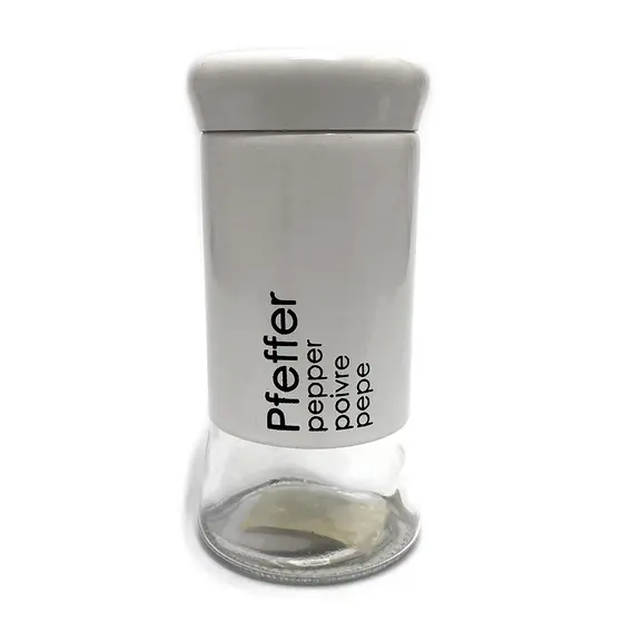 Pimenteiro Porta Temperos Branco De Vidro Com Tampa - 140ml