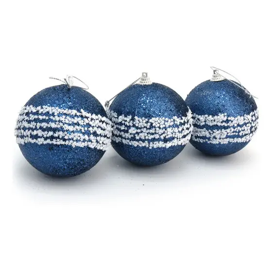Kit 6 Bolas Para Arvore De Natal Azul Pantone Brilhante - 8cm