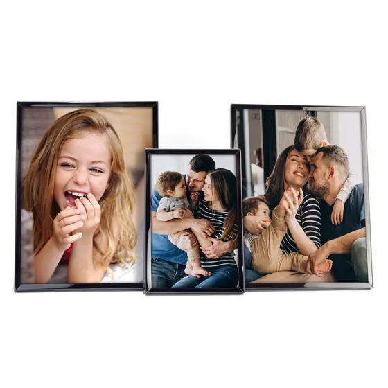 Kit 3 Porta Retratos 1 10x15 E 2 15x20 Cor Chumbo Em Metal