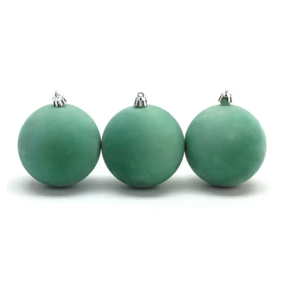 Kit 6 Bolas Verdes Em Veludo Enfeite para Árvore de Natal - 8cm